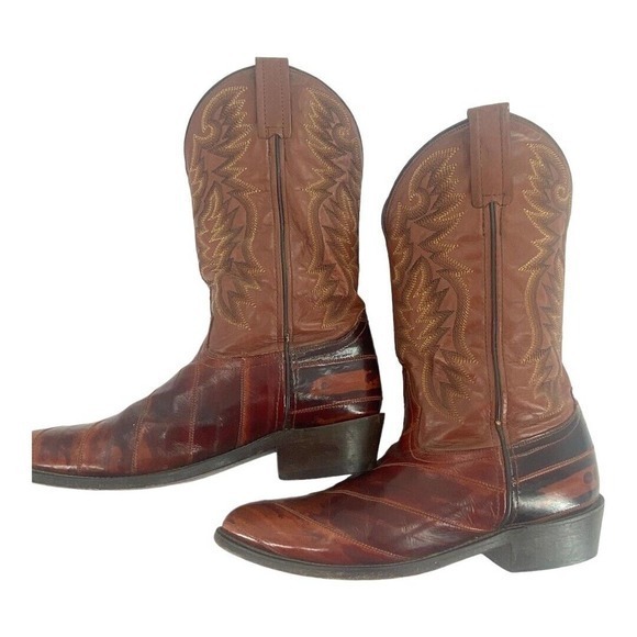 Laredo Men’s Genuine Eel Boots Cognac Mens Style 6735 Size‎ 8.5 - Picture 10 of 12